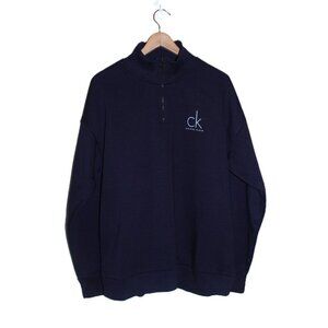 nwot CALVIN KLEIN JEANS Quarter Zip Fleece Sweatshirt in Navy - Unisex L/XL